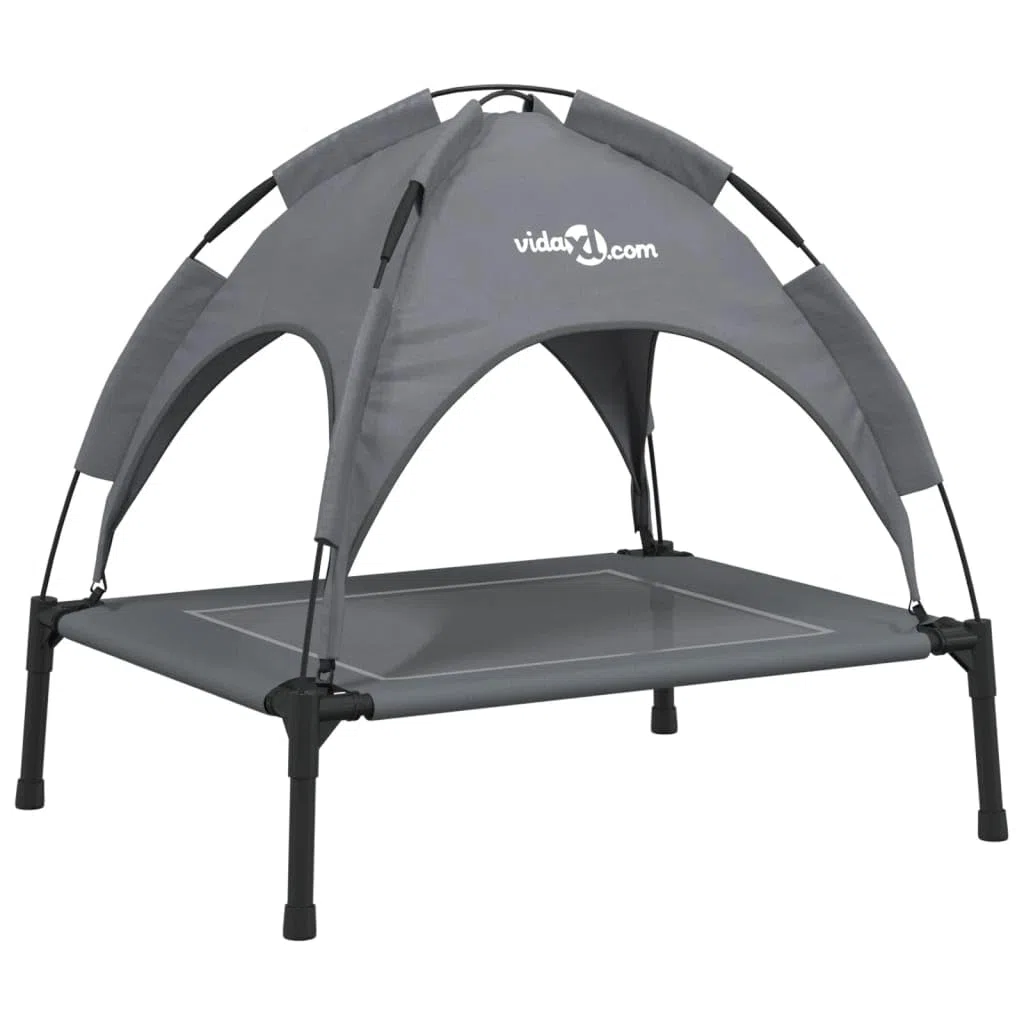 Cama para perros con techo Antracita Tela Oxford y Acero para Perro Gato Salón LH695271