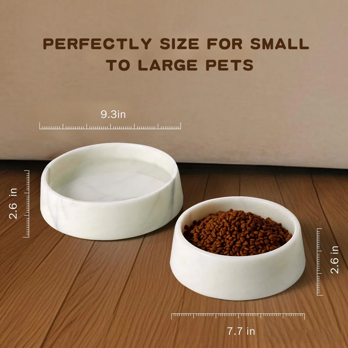 SAMAH Cuenco de mármol para perros, cuenco antideslizante para agua y comida para perros, plato pequeño de piedra con peso, cuenco de mármol natural resistente para gatos y perros pequeños, regalos