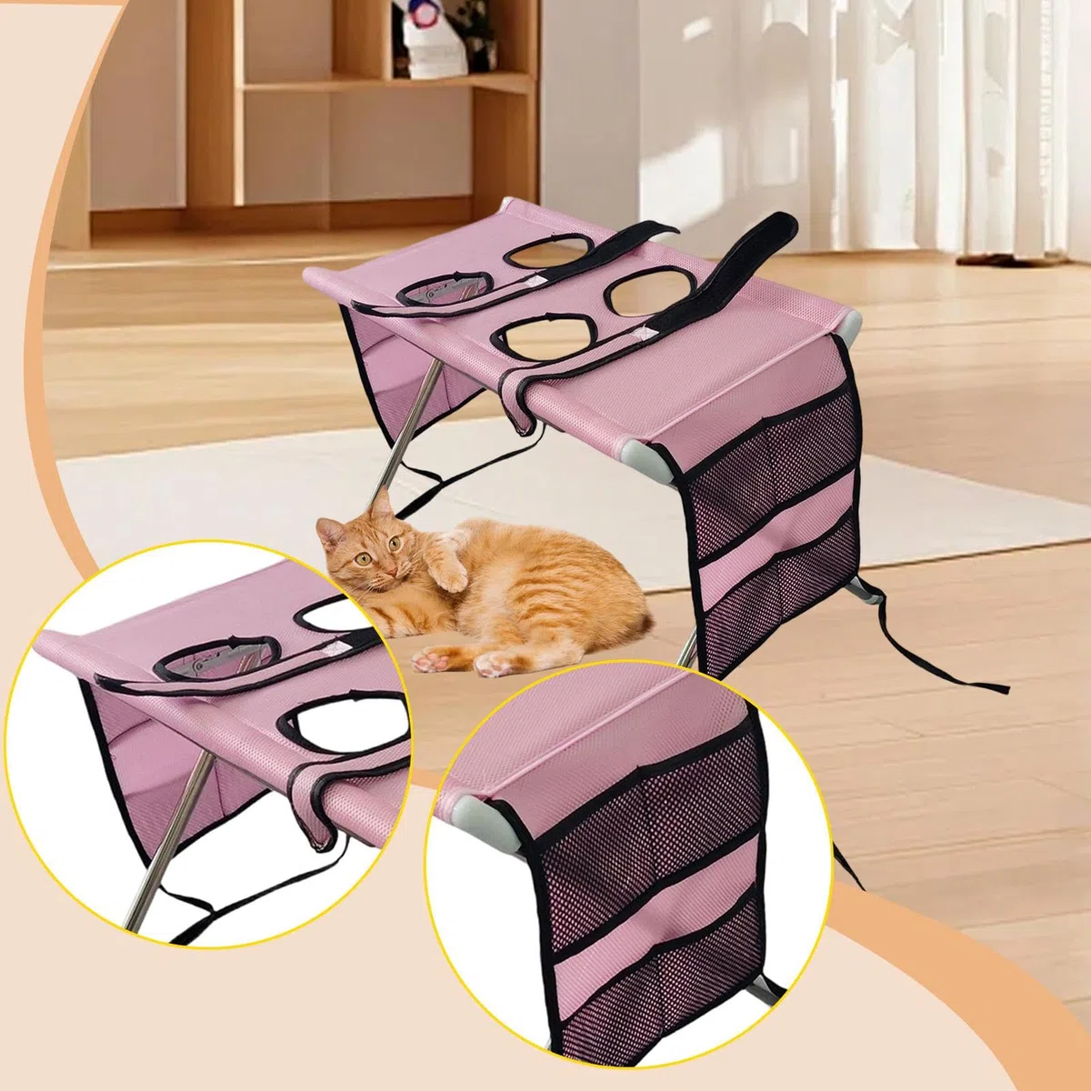 Mesa de Aseo para Mascotas con Correa Fuerte Y Estructura Plegable Portátil Mesa Auxiliar de Baño Y Recorte de Uñas para Gatos Perros Pequeños Animale