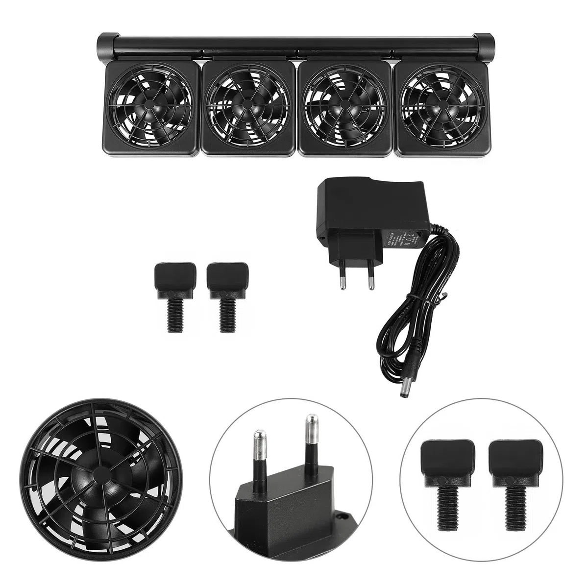 GALPADA Ventilador de Enfriamiento de Agua para Acuario Negro 4x1.9w