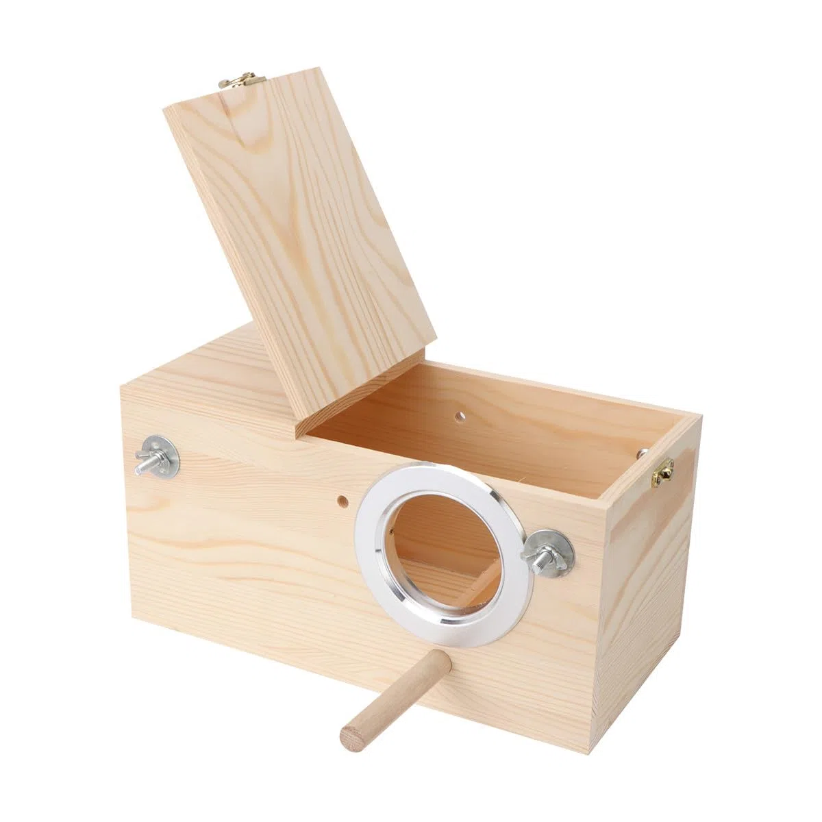 Nido de Madera Maciza de Pino para Cría de Loros, Caja Nido Grande Apertura Lateral, Decoración Exterior para Jardín y Accesorios para Jaulas de Pájaros