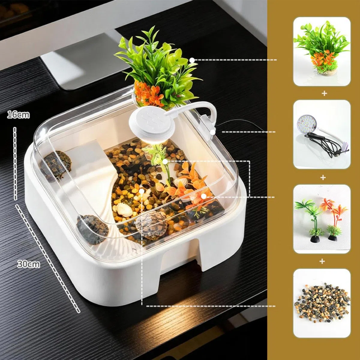 Acuario para Tortugas Terrario para Reptiles con Accesorios