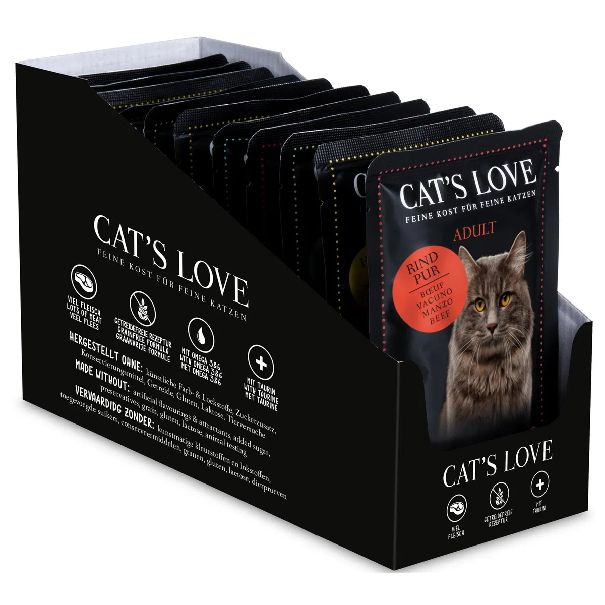 Cat'S Love | Alimento Húmedo para Gatos | Variedad Sobres | 24 x 85 Gr | Sin Cereales ni aditivos Artificiales | (24x85Gr, Multipack Sobres)
