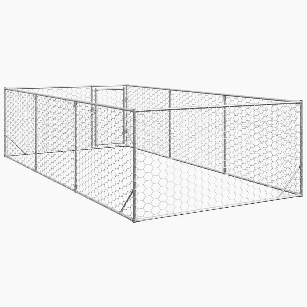 vidaXL Caseta para Perros de Exterior con Puerta 2x4x1 m de Acero