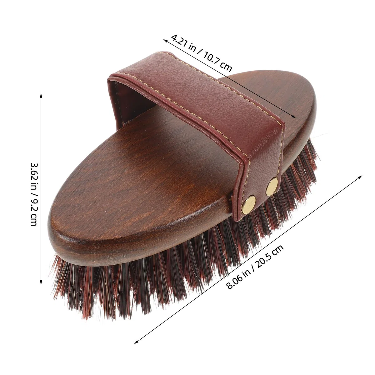 Cepillo para Caballo con Mango Ergonómico de Madera y Fibras Mixtas, Cepillo Ovalado para Limpieza Diaria y Cuidado Suave del Pelaje Equino