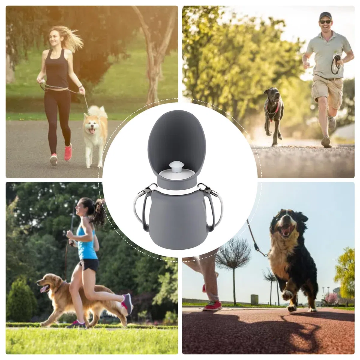 Comedero for Mascotas con cordón, Botella de Agua Viaje for Perros, tazón 800 ml, práctico for, Plegable y portátil