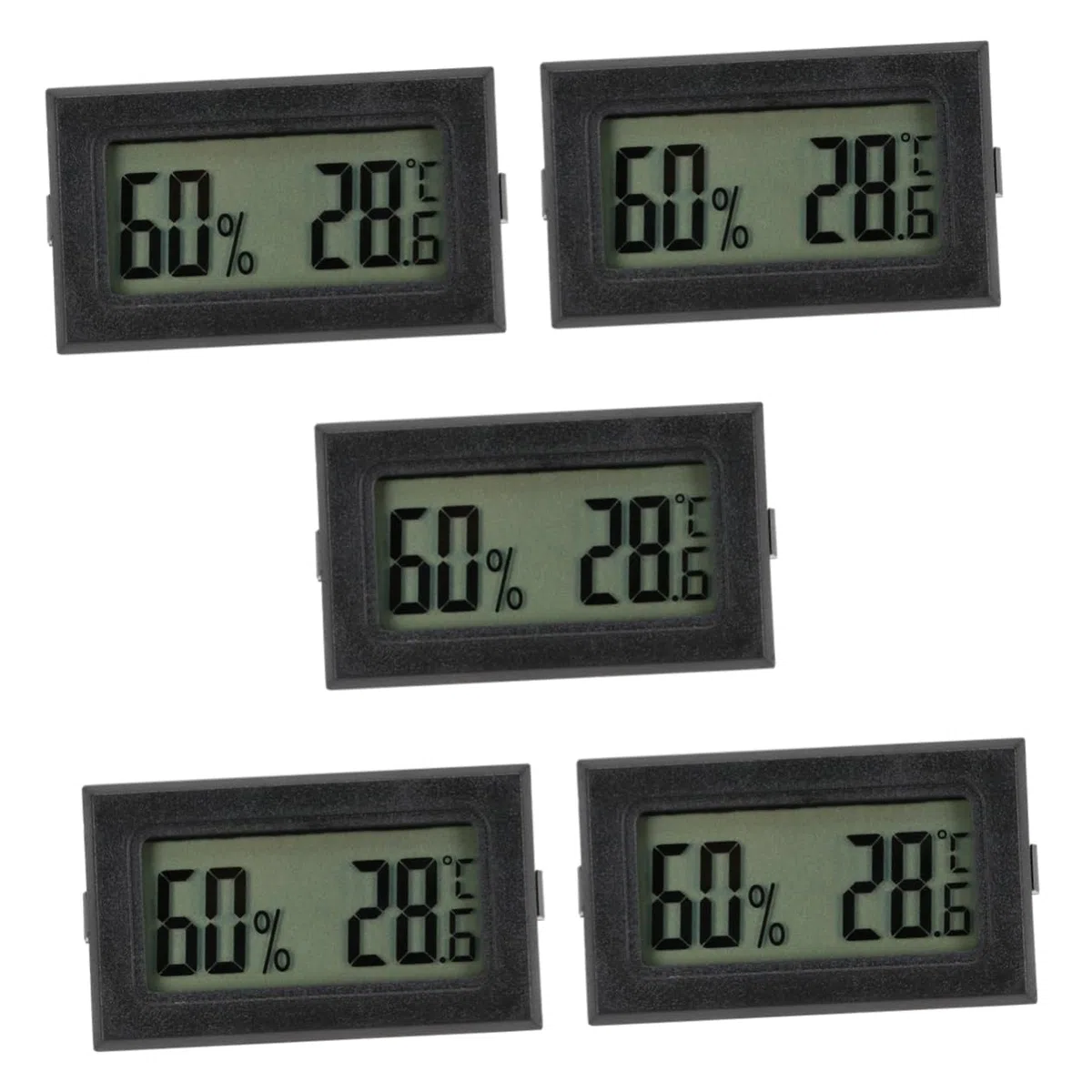 15piezas Digital Inalámbrico y Higrómetro Mini Medidor De y Para Reptiles Interiores y Exteriores Pack De Color Negro