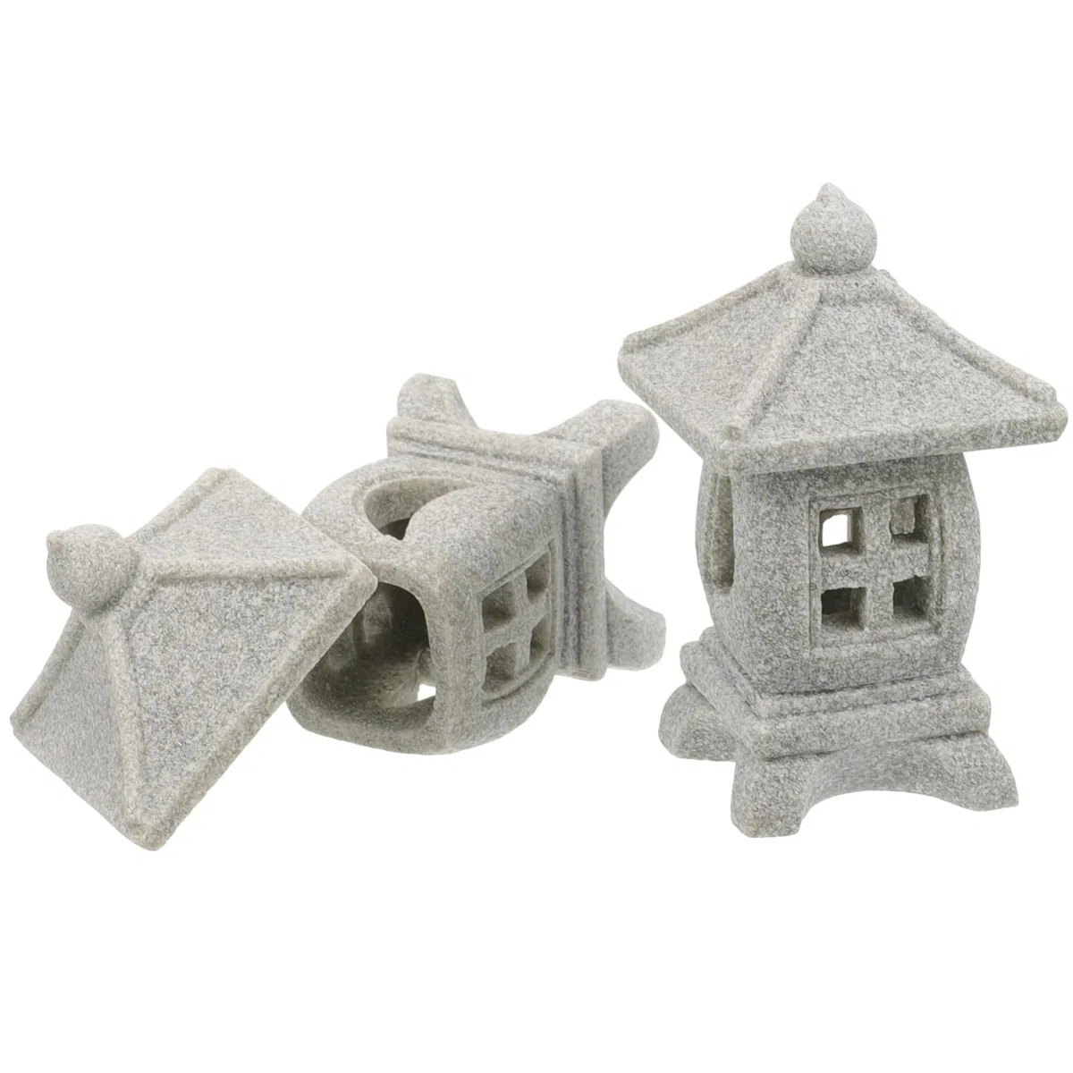 POPETPOP 2 Juegos Adornos De Linterna De Piedra Adornos De Acuario Grandes Largo Decoración Tanque Piscina Manguera De Aire del Acuario Juguete Torre Equipo Bol Roca Light Grey 2 Piezas * 2