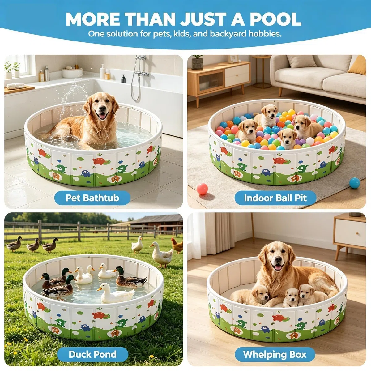 Piscina para Perros Bañera plegable para perros