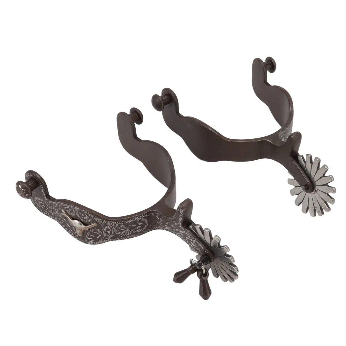 Espuelas para Caballos, Espuelas para Botas de Vaquero con Patrón Vintage Grabado Antioxidante de Acero Al Carbono, Ecuestres con Diseño en Forma de U para Equipo de Equitación de Vaquero