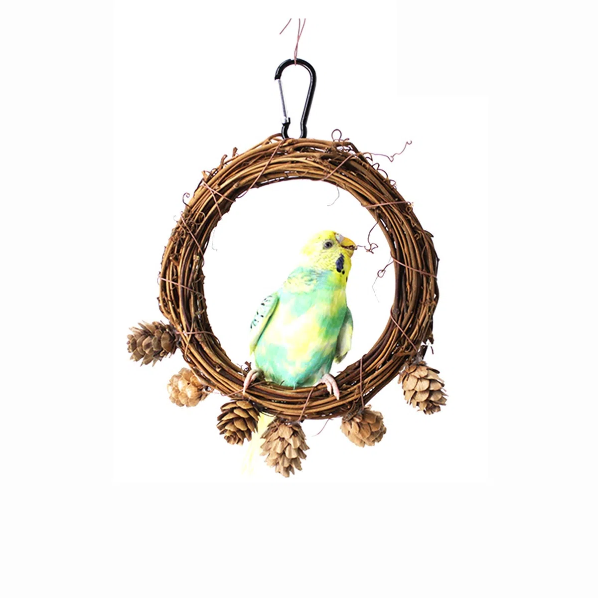 Juguetes de casa para pájaros para Columpios y posados, Nido de pájaros Tejido de ratán Natural Puro, 15x18cm