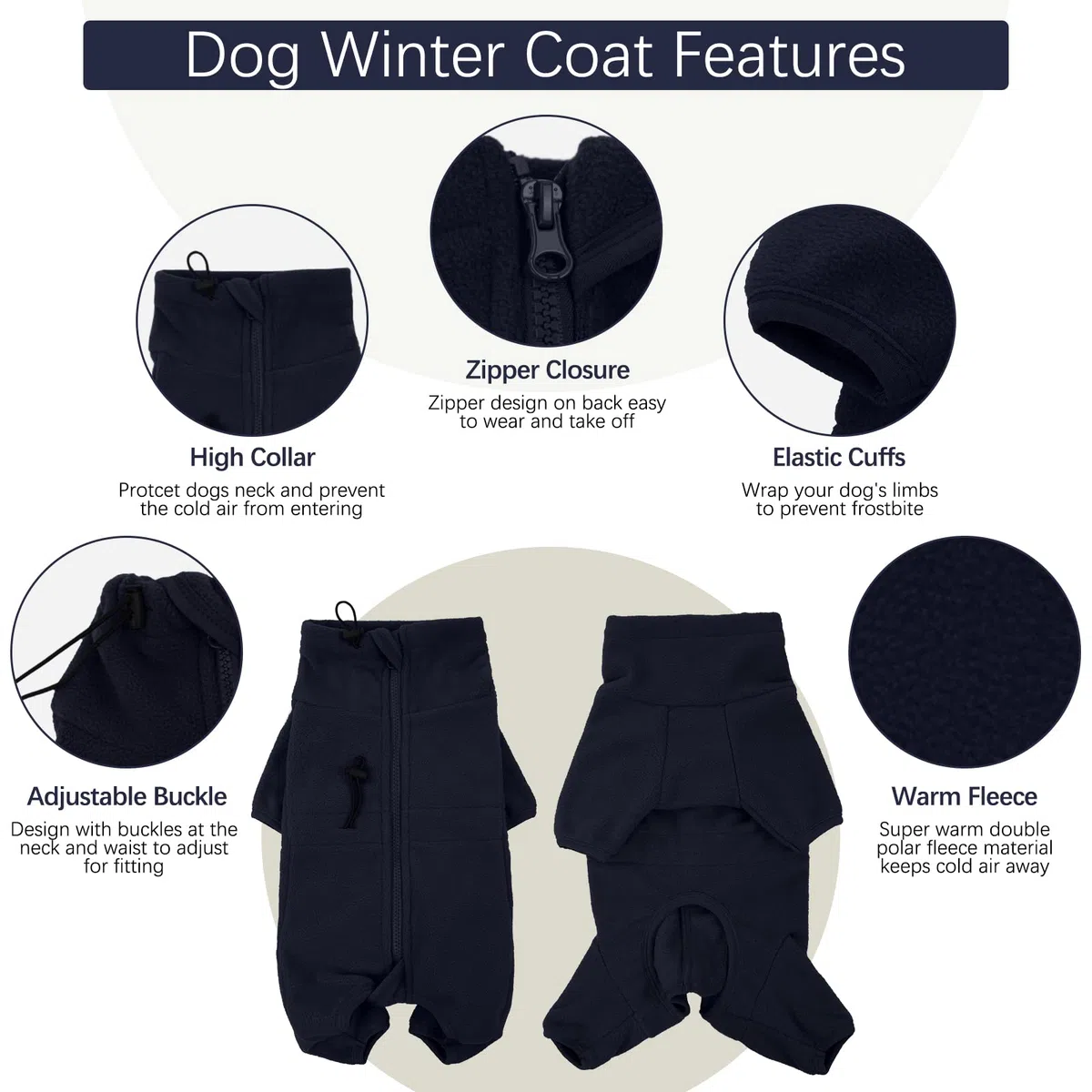 ROZKITCH Ropa de invierno para perro, resistente al viento, chaqueta cálida para clima frío, chaleco acogedor, ropa para perros pequeños y medianos, caminar, senderismo, dormir, azul, talla S