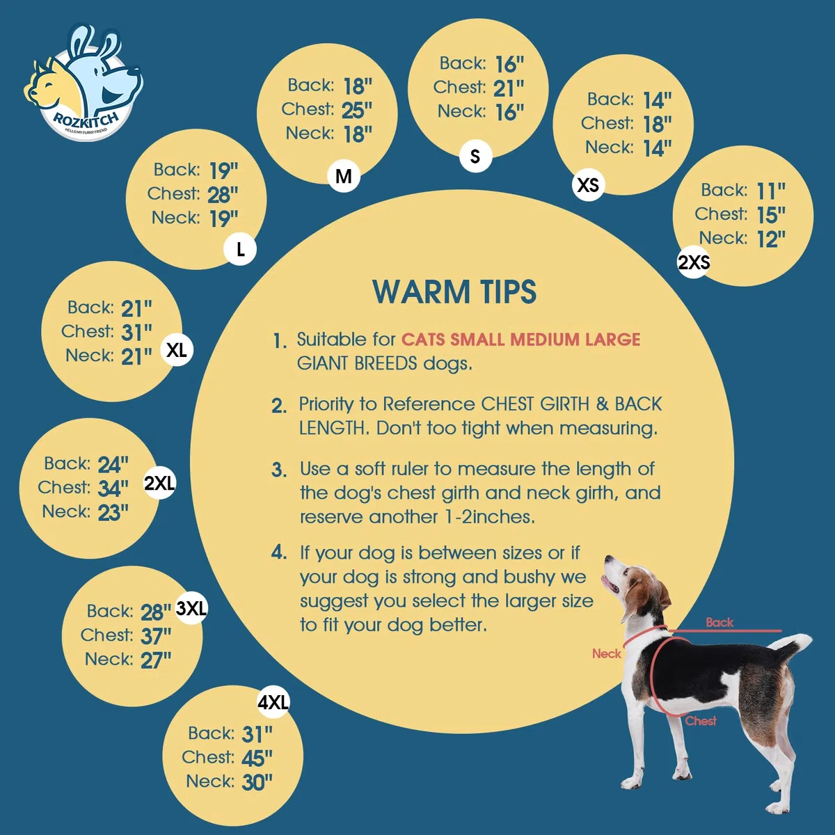 ROZKITCH Ropa de invierno para perro, resistente al viento, chaqueta cálida para clima frío, chaleco acogedor, ropa para perros pequeños y medianos, caminar, senderismo, dormir, azul, talla S