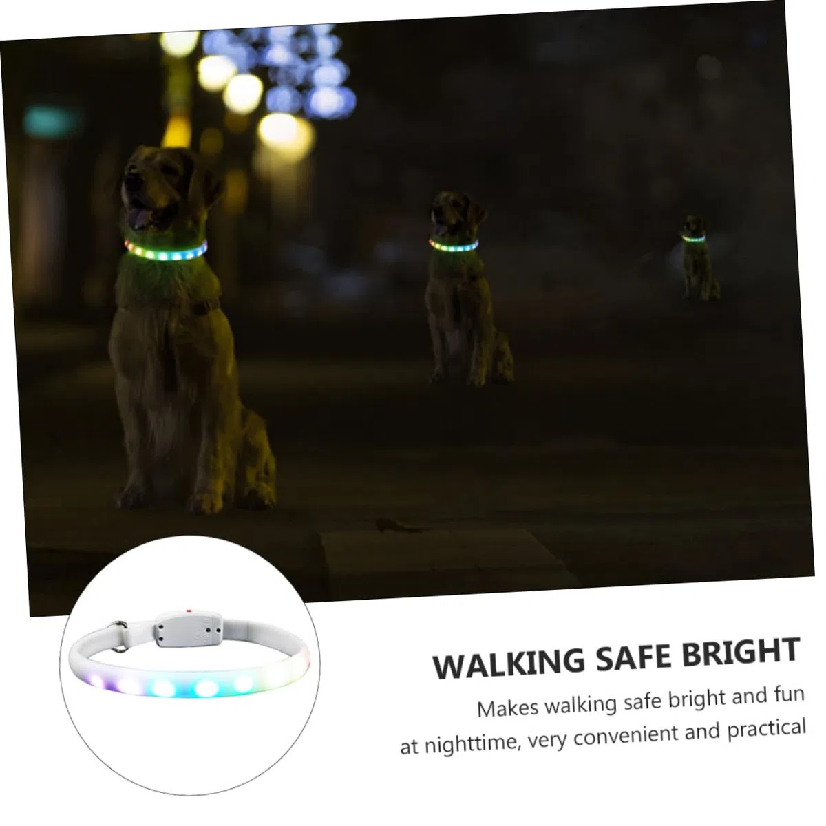 Happyyami Collar Led Recargable USB para Prueba De Agua y Collar Luminoso Paseos y Seguridad De