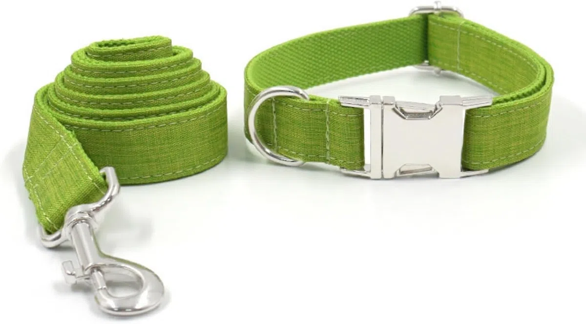 Collar para Mascotas, Conjunto de Collar y Correa for Perro. Collares Ajustables con Hebilla Metal for Perros pequeños. Correa Trenzada Resistente(Green,XS)