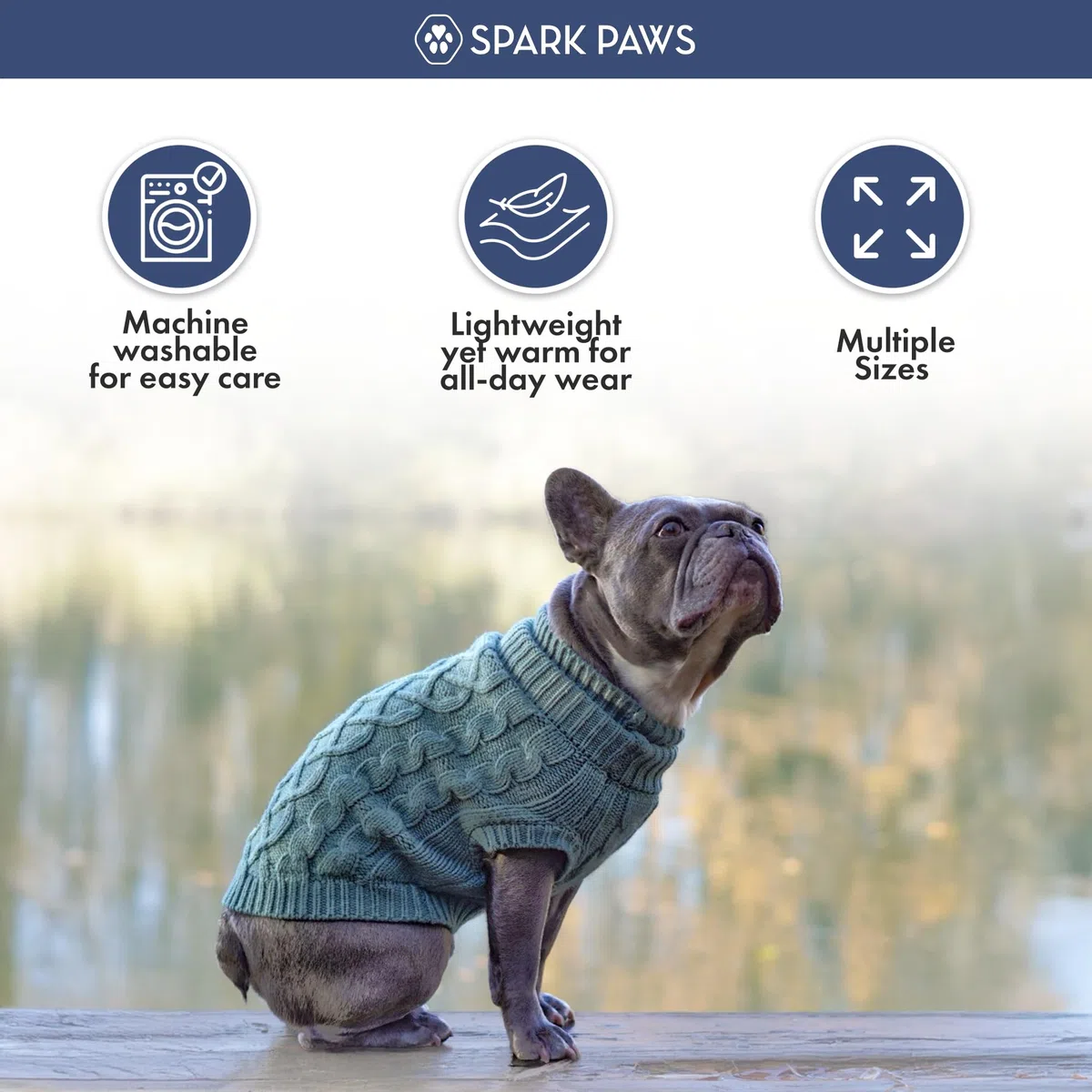 Spark Paws Suéter de punto para perro, suéter de invierno ultrasuave y cálido