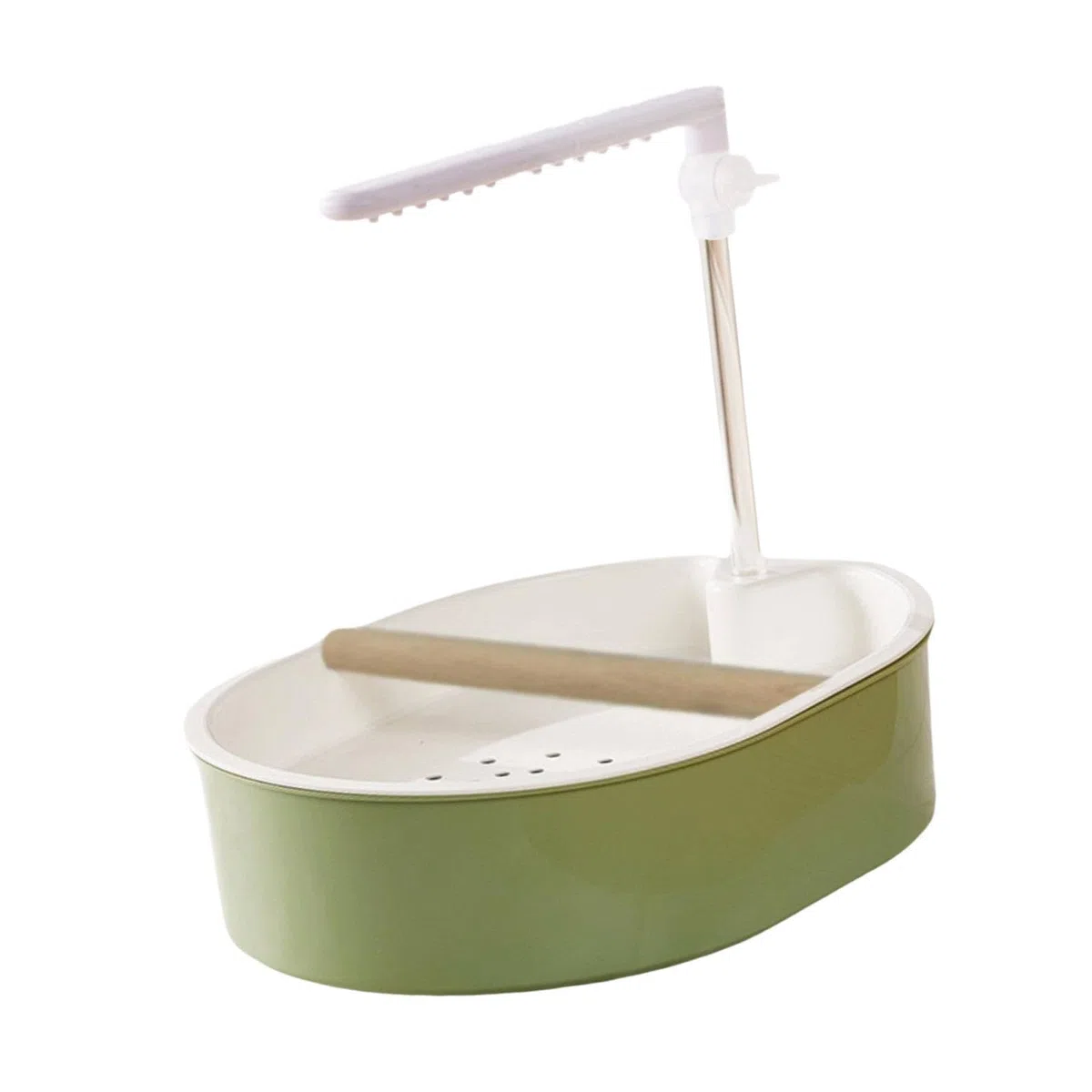 Baño Automático para Pájaros, Accesorio para Jaula de Loros, Fácil de Instalar, Robusto, para Jilgueros Y Periquitos, Estilo de Línea Blanco