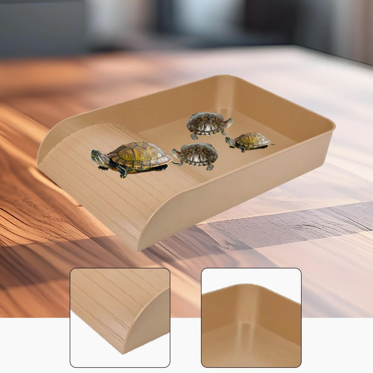 Piscina para Tortugas, Comedero para Tortugas con Rampa, Decoración para Acuario Grande