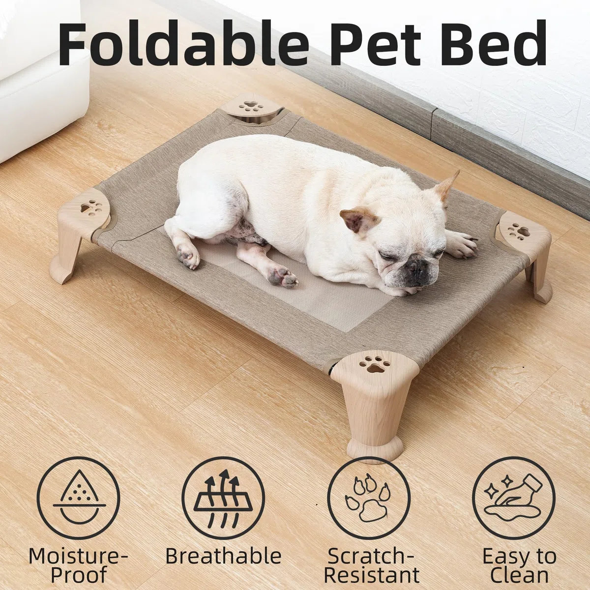 Cama elevada plegable para perros, cuna elevada para mascotas con malla transpirable, pies antideslizantes, resistente a la humedad, cama lavable para mascotas para perros medianos y grandes