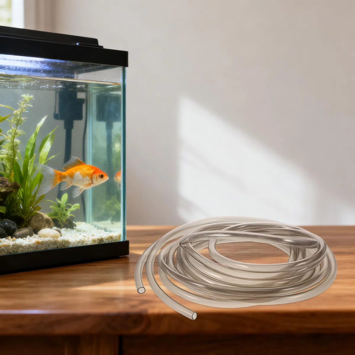 Manguera de Sifón para Acuario con Abrazadera Tubo de PVC Transparente de 5 M para Cambio Rápido de Agua Limpiador de Grava Manual para Mantenimiento de Peceras Betta y Tortugas