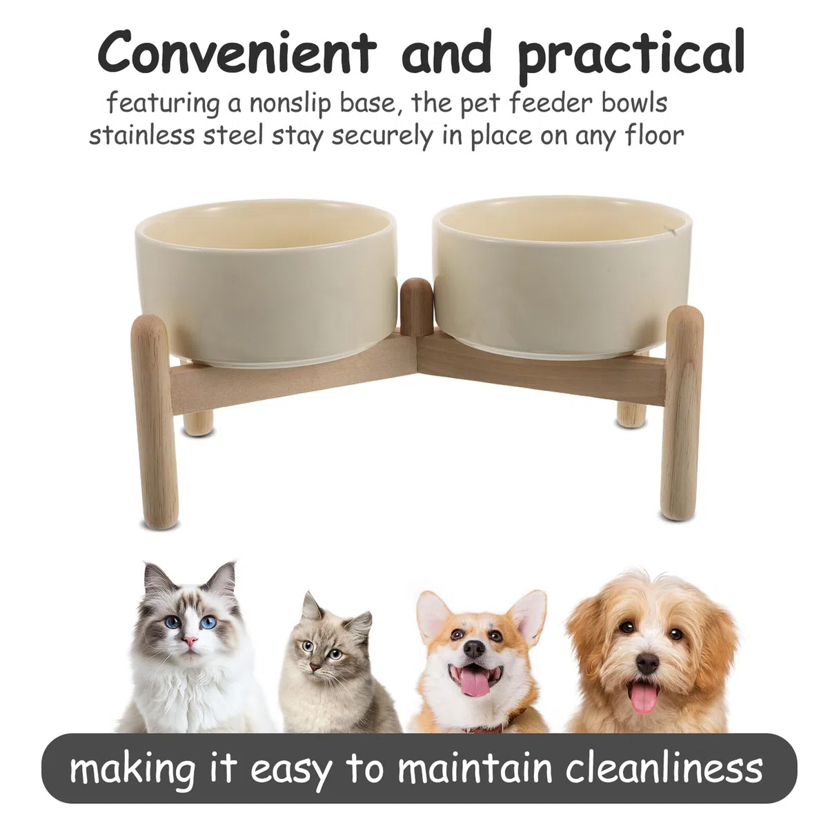 Comedero Alto para Mascotas De 850 Ml Comedero Elevado para Perros Soporte para para Mascotas Bebedero De Madera para Perros