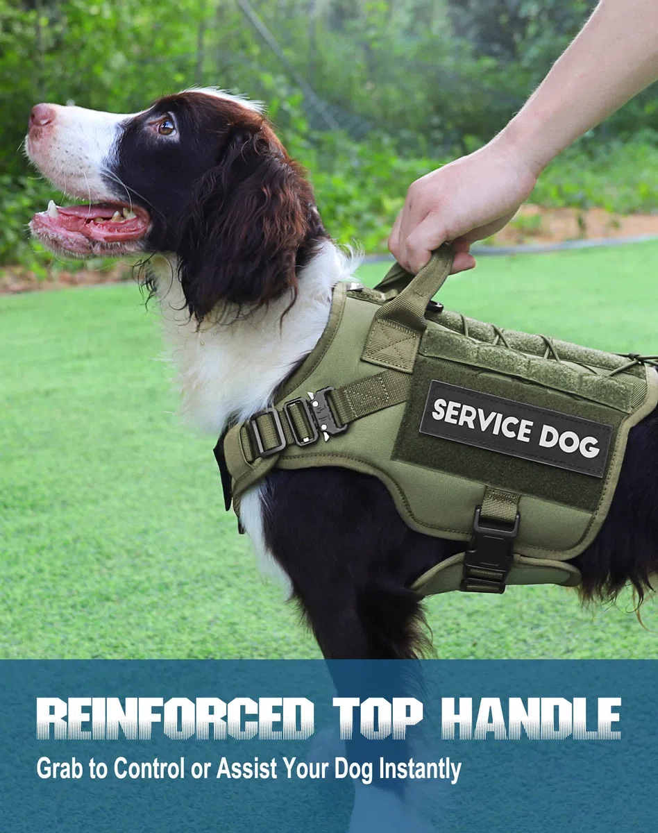 PETNANNY Arnés táctico para perro, arnés para perros de servicio, chaleco de apoyo emocional para perros medianos y grandes, chaleco ESA para perros sin tirones con gancho y bucle, chaleco Molle de