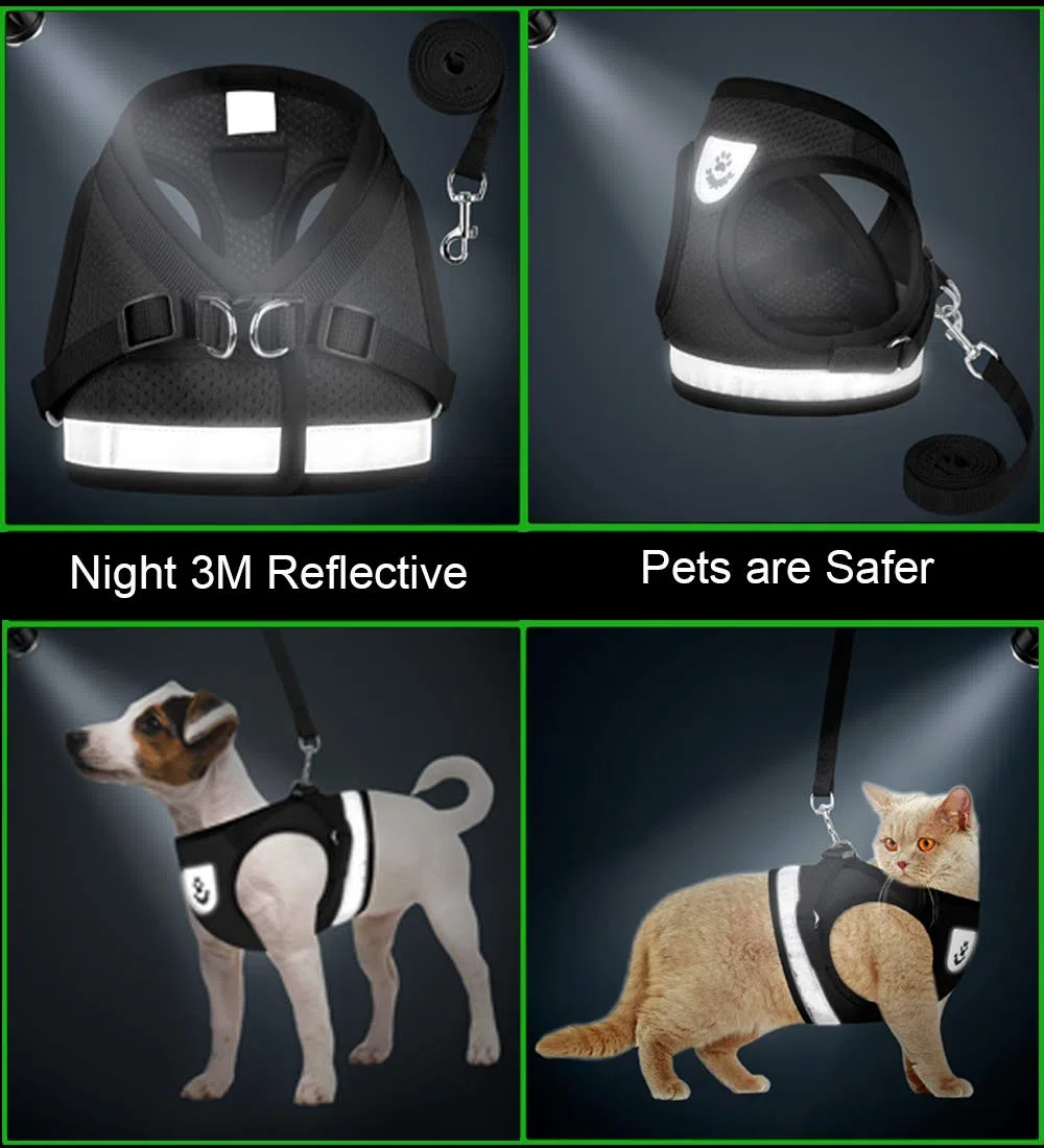 Arnés universal para perros y gatos con correa de GAUTERF, a prueba de escapes, arnés para gatos, arnés ajustable reflectante de malla suave para perros, los mejores suministros para mascotas