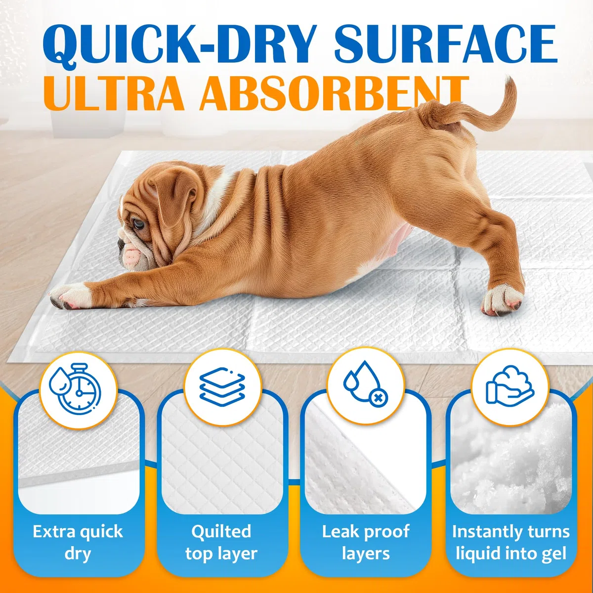 Paws & Claws Pet Supplies - Almohadillas para orina de perro, tamaño grande, 28 x 30 pulgadas, 40 unidades, 6 capas a prueba de fugas, súper absorbentes, capacidad para 8 tazas, protección las 24
