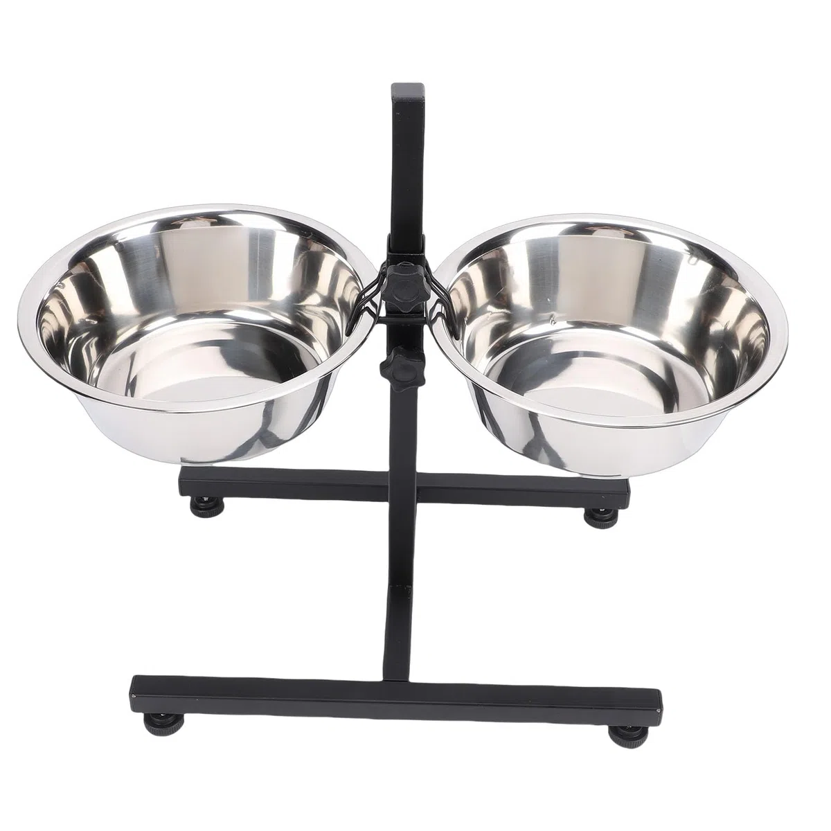 TOPINCN Soporte Elevado para Cuenco para Perros con 2 Cuencos de Acero Inoxidable, Ajustable de 3,2 a 11,8 Pulgadas, Estación de Alimentación Antideslizante para Perros Pequeños,
