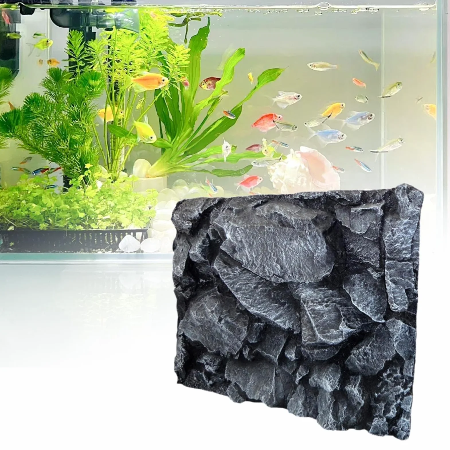 Base para Terrario Fabricada en Material PU para Acuarios, 60 X 45 X 6,4 Cm, para Decorar Hábitats de Anfibios, Accesorio Multifuncional, a, Individual