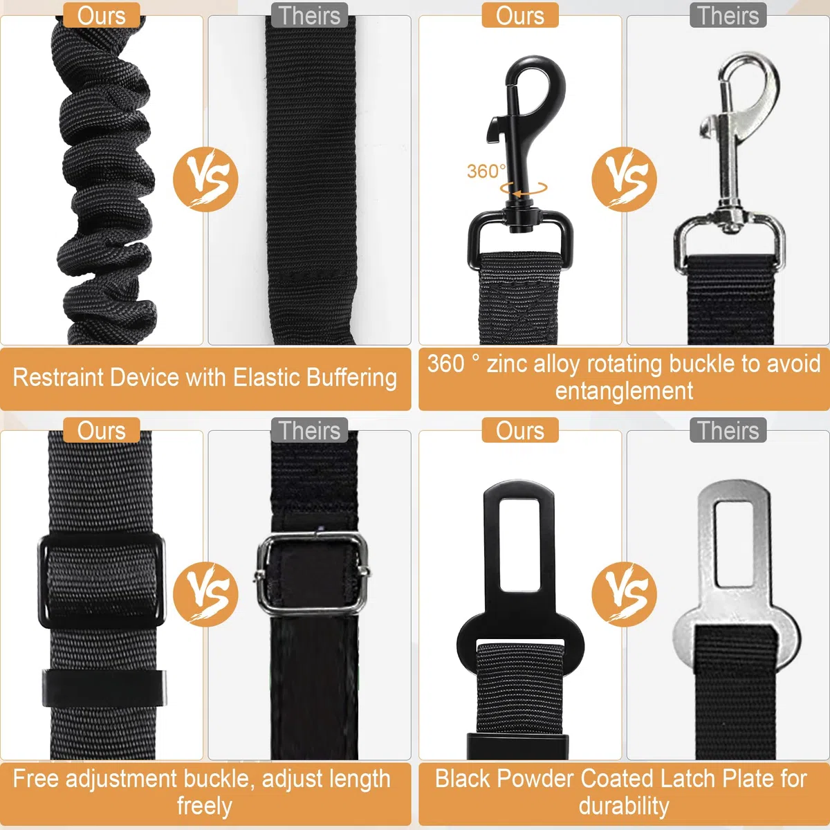 LivTee Cinturón de seguridad para perro, juego de 2 unidades, arnés retráctil ajustable y cómodo, cinturón de seguridad para perro, cinturones de seguridad elásticos de nailon para mascotas,