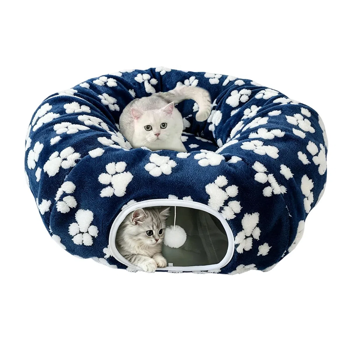 Generisch Donut para gatos, gran comodidad lavable con pelota de juego | Cueva para gatos Donut Cachorro Cama para Cachorros Conejo Mascotas Interior Piso Hogar Salón Dormitorio Balcón Esquina
