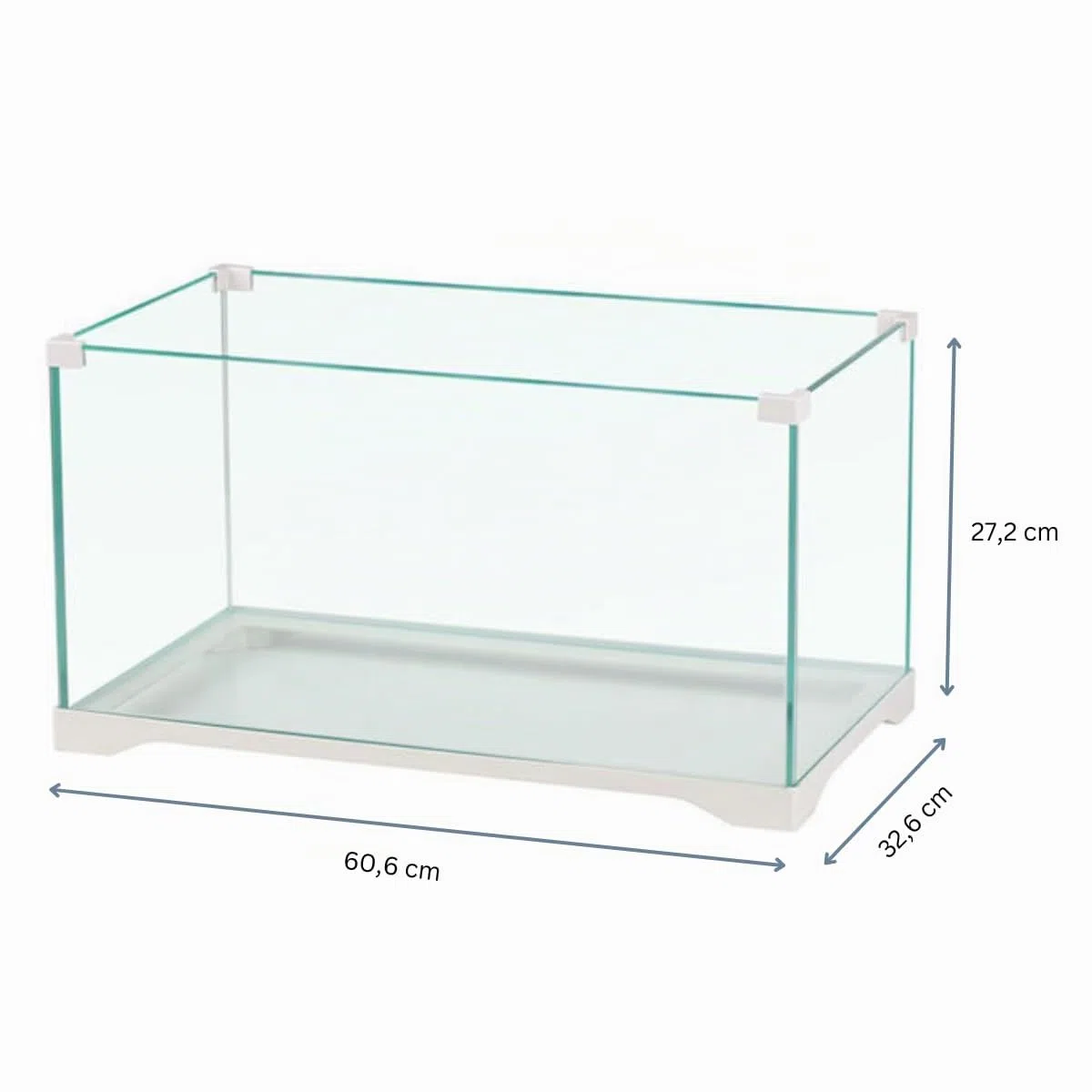 Aquariumline - Tortuguera de cristal para reptiles, tortugas de agua y de tierra, 60 x 32 x 27 cm, capacidad de 54 litros, con filtro interno