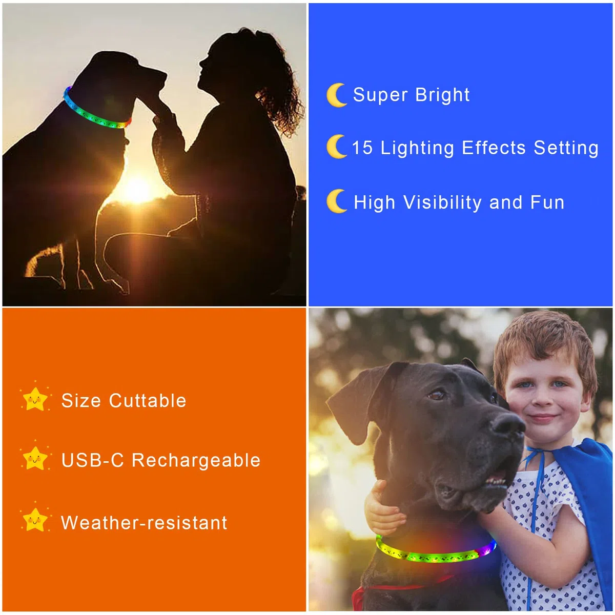 GS GLOWSEEN - Collar para perro con luz LED, color cambiable, Talla única, Un tamaño