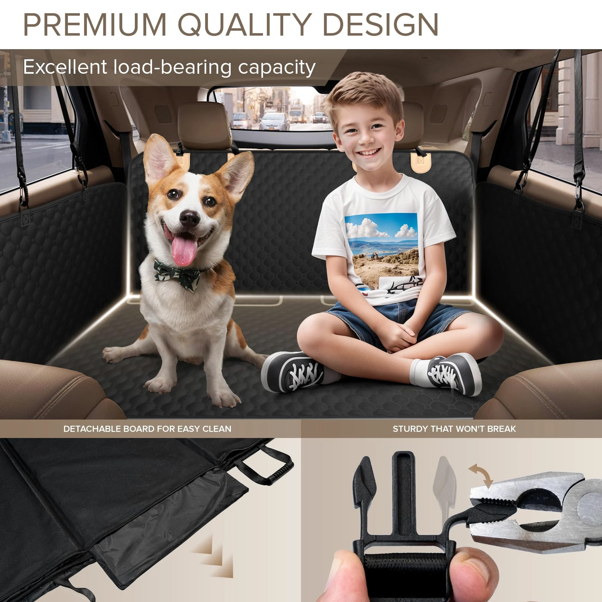 Cubierta Asiento Coche Perro Impermeable para VW Polo V Hatchback 2009-2014, Alfombra de Asiento de Estilo Hamaca Protector Antidesliante Mascotas Perros Accesorios