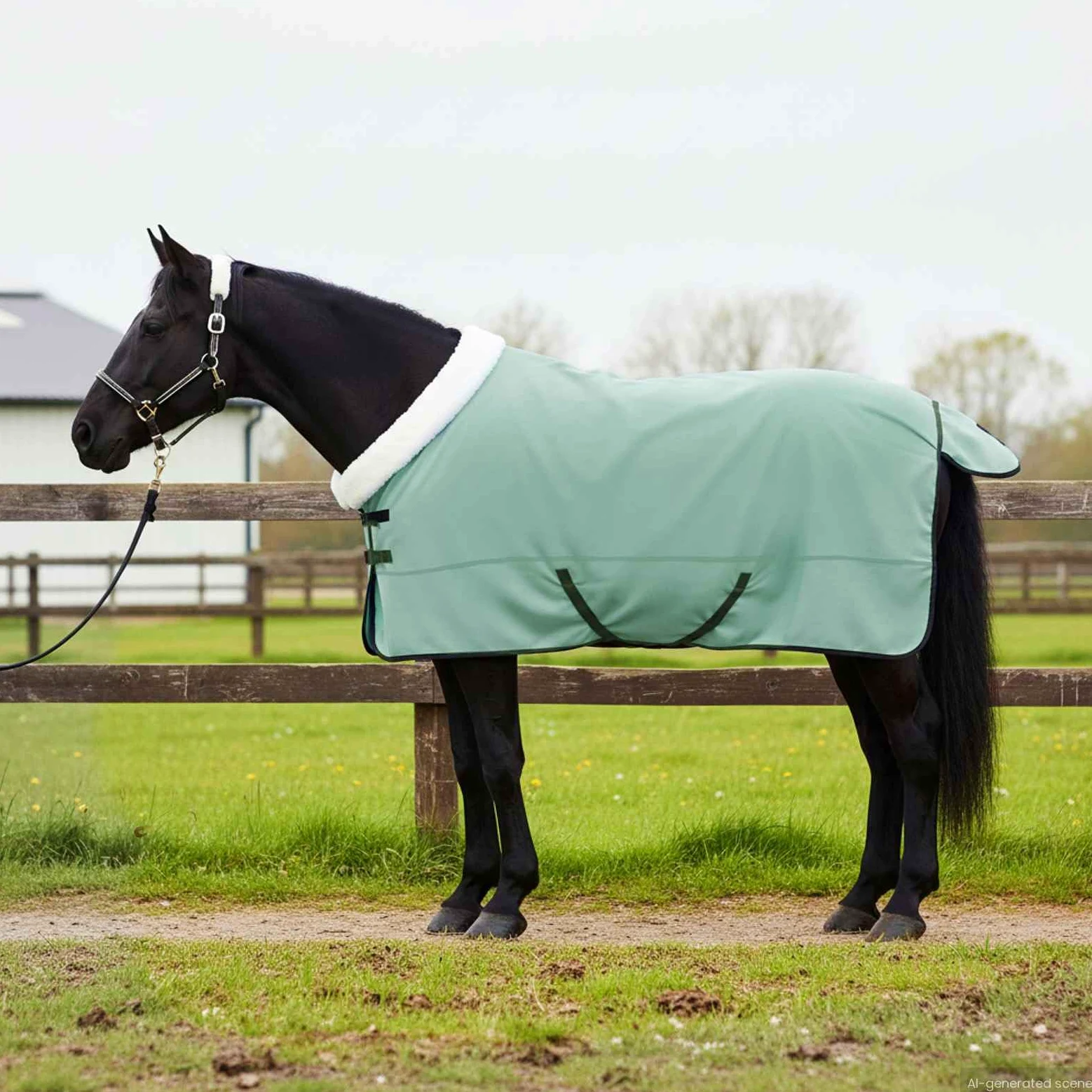 vidaXL Manta para Caballo Verde Oscuro Completo 165 cm Forro Polar, Manta Moderna para Caballos, Invierno, Forro Polar, Equipo Ecuestre, cálido, Ajustable