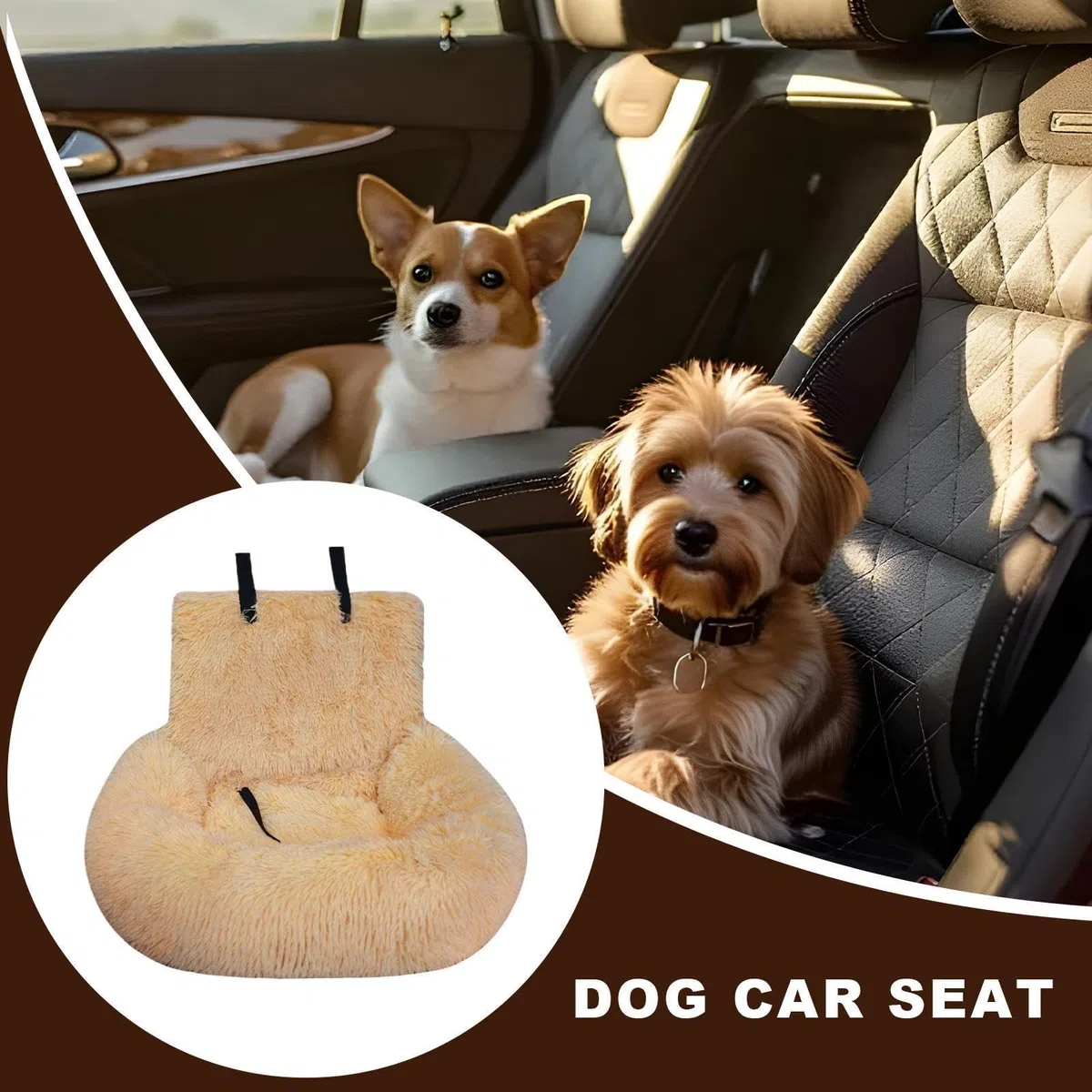 Asiento de coche para , cojín de asiento de coche de felpa para cachorros, cojín de cama de mascotas antideslizante para viajes, camping, senderismo, desplazamientos diarios