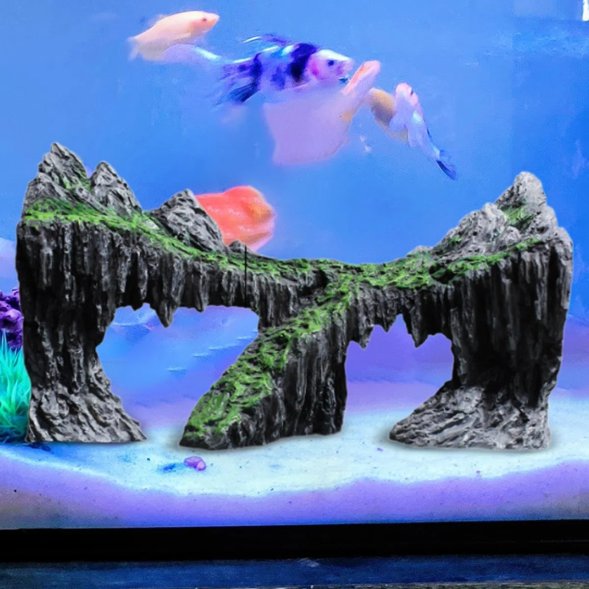 Cueva Rocosa para Pecera, Decoración para Pecera, Escultura de Resina para Cueva de Peces, Cueva, Adorno para Acuario para Cíclidos Betta, Style B, Individual