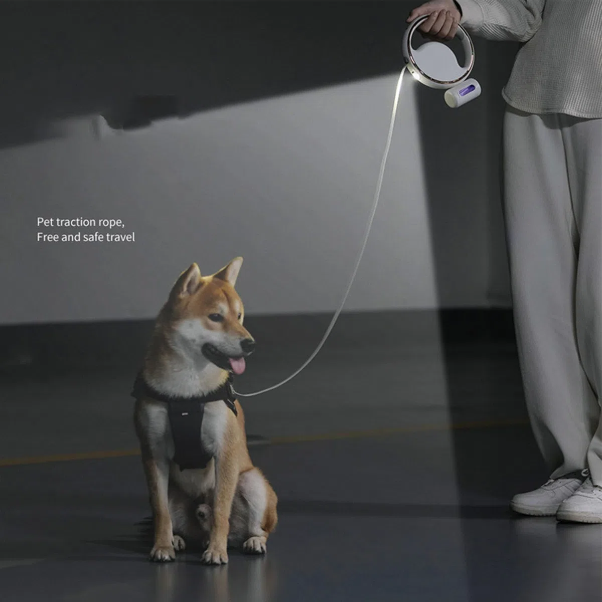 Correa retráctil para Mascotas, luz LED Segura, Cuerda automática para Caminar para Mascotas con dispensador de Bolsas de Basura para Perros y Gatos medianos y Grandes
