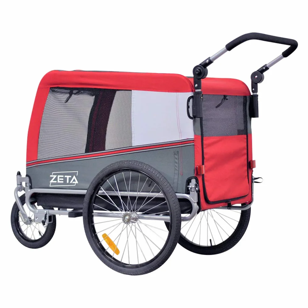 PAPILIOSHOP Zeta - Remolque para bicicleta, cochecito de transporte para perros y animales (rojo, L)