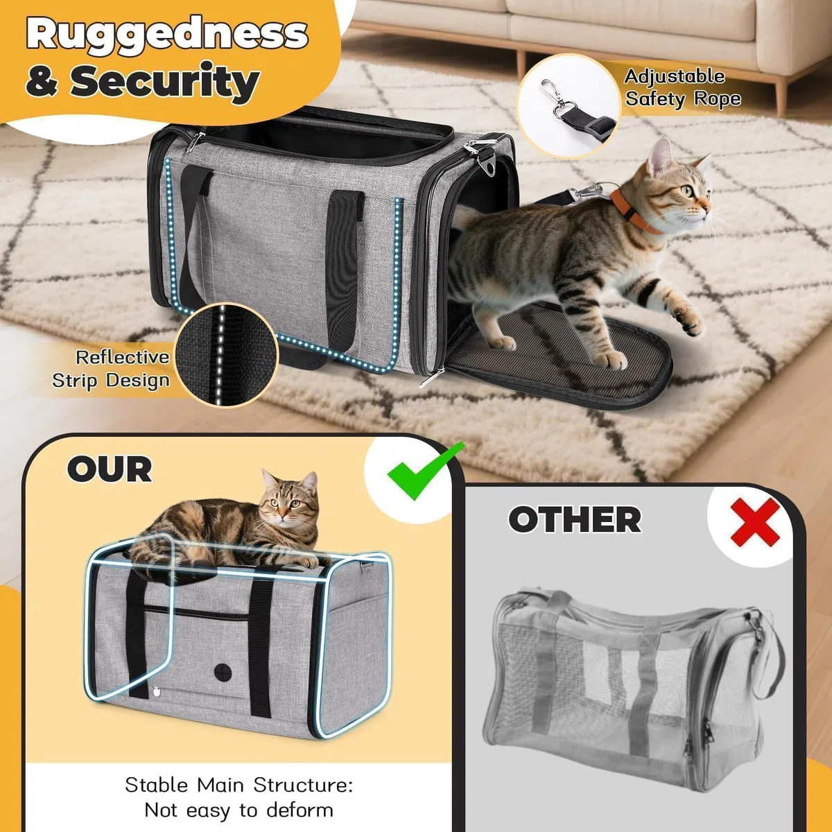 Portador de mascotas de lado suave para perros gatos, Bolsos