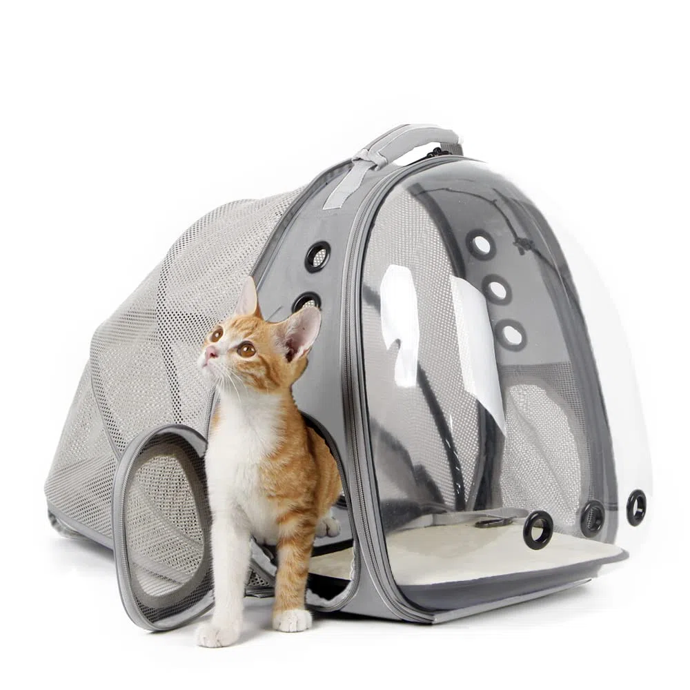 Mochila expandible para gatos de hasta 12 libras, mochila espacial con ventana de burbujas para mascotas para gatos y cachorros pequeños