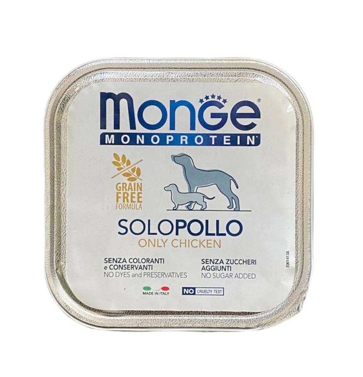 Monge Monoprotein - Pienso para Perros Mascotas, Comida Húmeda Solo Pollo, Naturalmente sin Colorantes, Conservantes ni Azúcares Añadidos. Paquete de 24 Bandejas (1 = 150 g)