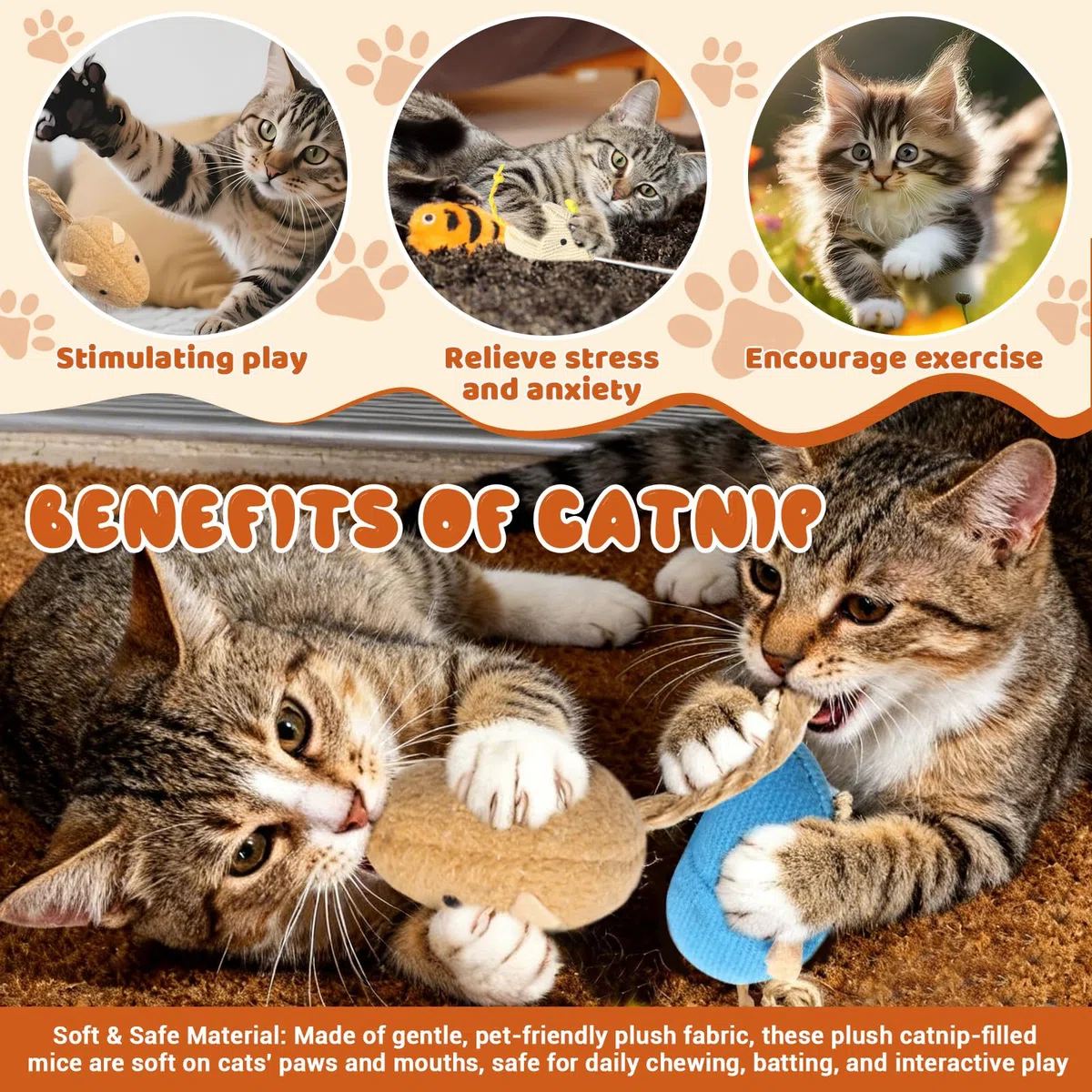 Paquete de 24 ratones coloridos de 2.36 pulgadas para gatos, juguetes interactivos de animales de hierba gatera de peluche con forma de ratón para gatos de interior