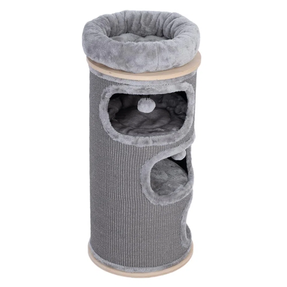 Natural Paradise - Rascador Primrose | Barril rascador estable con resistente alfombra de sisal | Gris claro | 110 x 49 cm de diámetro