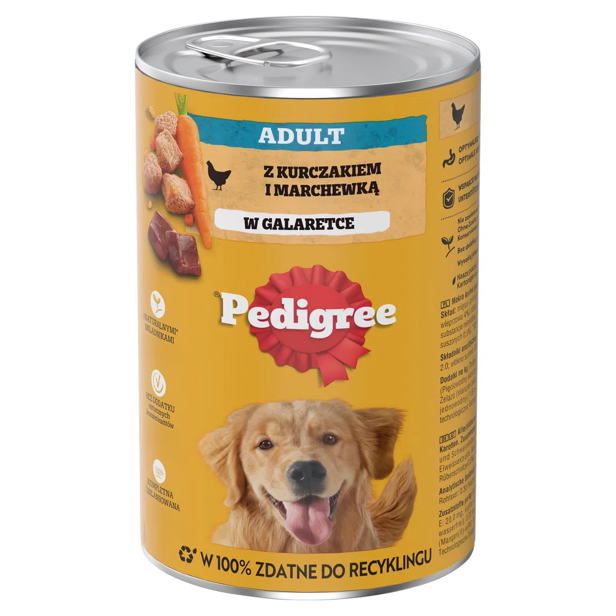 Pedigree Comida húmeda para adultos para perros con pollo y zanahoria en jalea, 6 x 1200 g (6 latas)