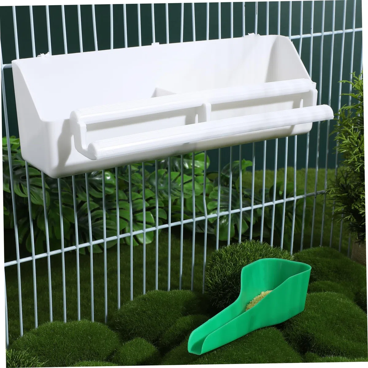 Kisangel 4 Juegos De Caja De Comida para Jaula Cuchara para Comida De Pájaros Jaulas para Pájaros Comederos para Dispensador De Agua Cuencos para a Comedero para