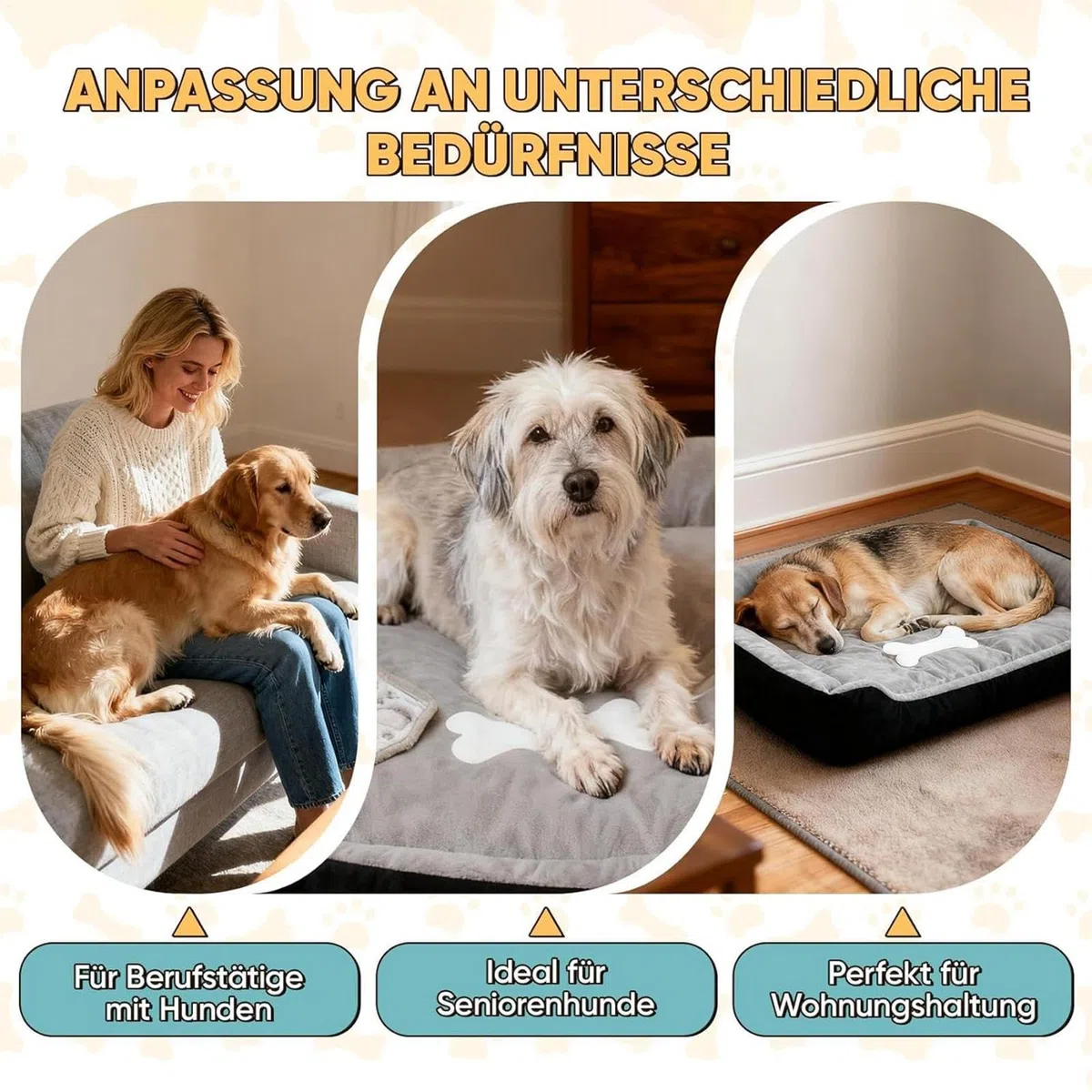 Cama Ortopédica Canina Peluche Lavable Para Mascotas | Cama Para Perros Mayores Con Fondo Antideslizante Para Cachorros Y Perros Pequeños A Medianos Interior Sala Balcón Hogar