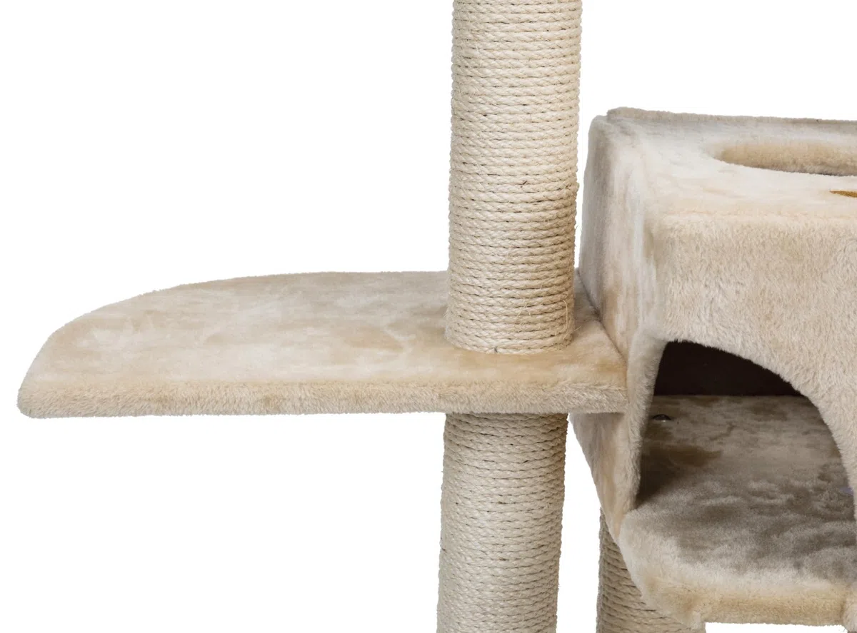 TRIXIE 43861 Poste Rascador Alicante, 142 cm, Beige | Superficie de sisal resistente y almohadillas suaves: proporciona diversión a los gatos, juego y retiro relajado