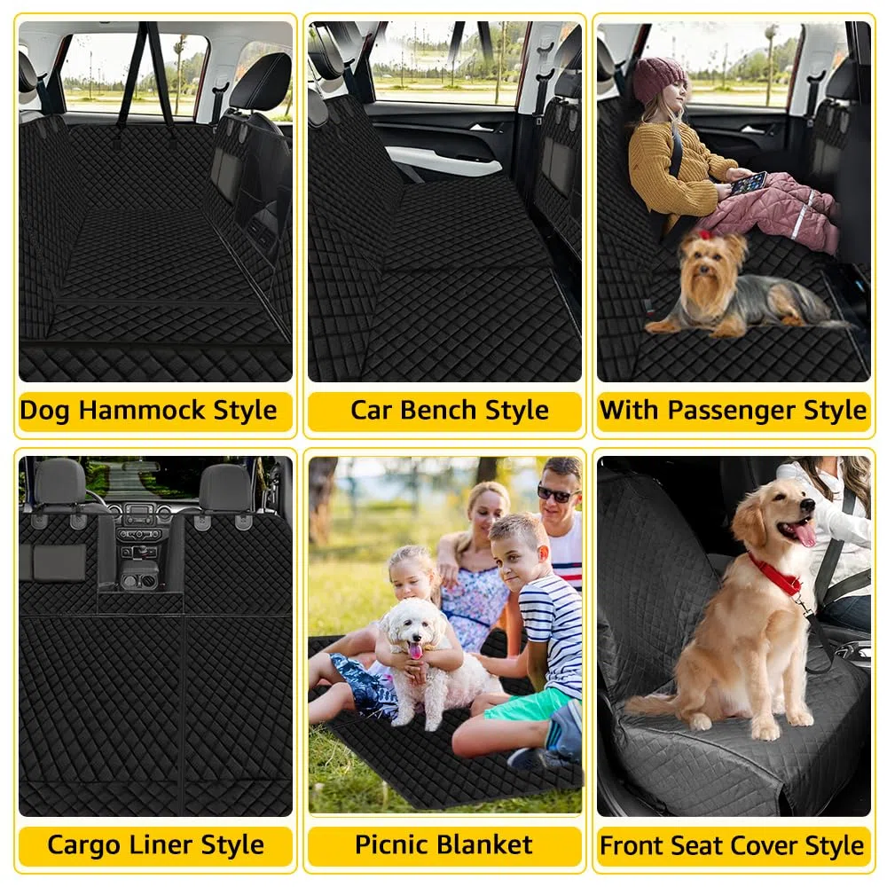 Vailge Funda de Asiento de Coche 6 en 1 para Asiento Trasero, división 60/40, 100% Impermeable, con Ventana de Malla, Evita arañazos, Hamaca de Coche para Perro, Grande